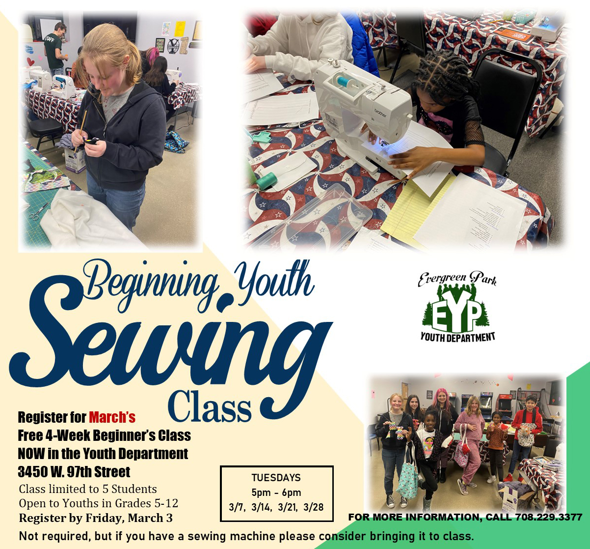 Beginning Youth Sewing Class! Most Holy Redeemer School