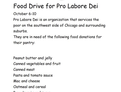 Pro Labore Dei Food Drive October 6th – 10th